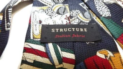 STRUCTURE Mens Italian Fabric Athletic Sportsmans Football Coach Tie 100% SILK
