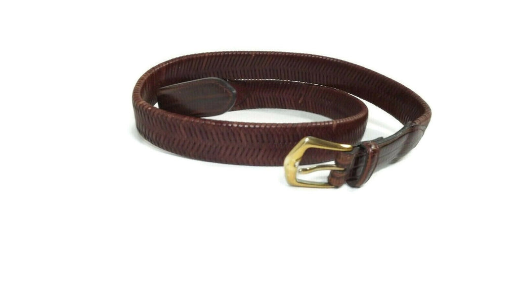 RED HEAD Quality Brown Tan Full Grain Leather Belt Size 38 Braided Croc Tips