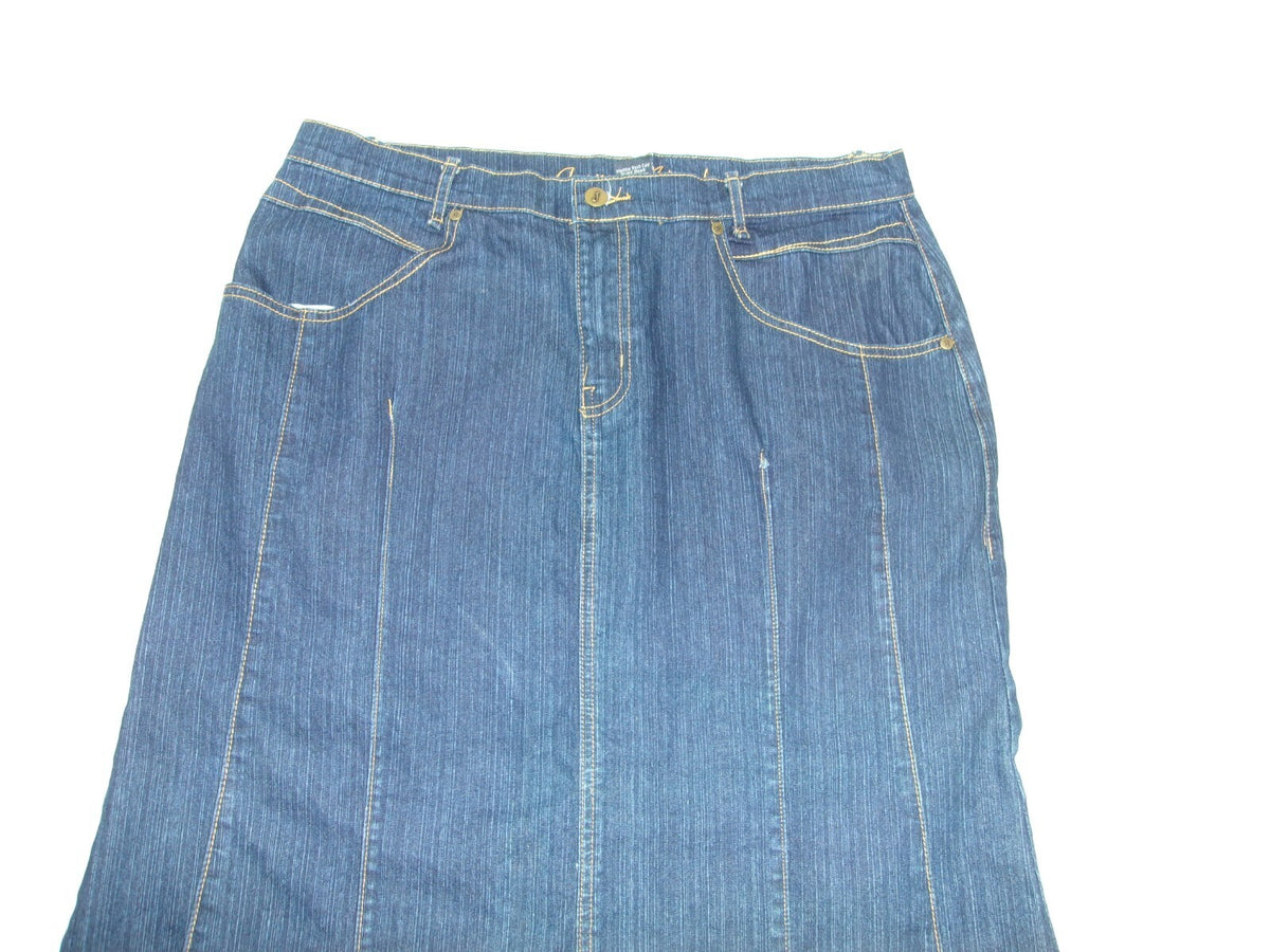 Womens Jamie NICOLE Denim Jean Skirt Long Slight Flare Some Distress  Size 16
