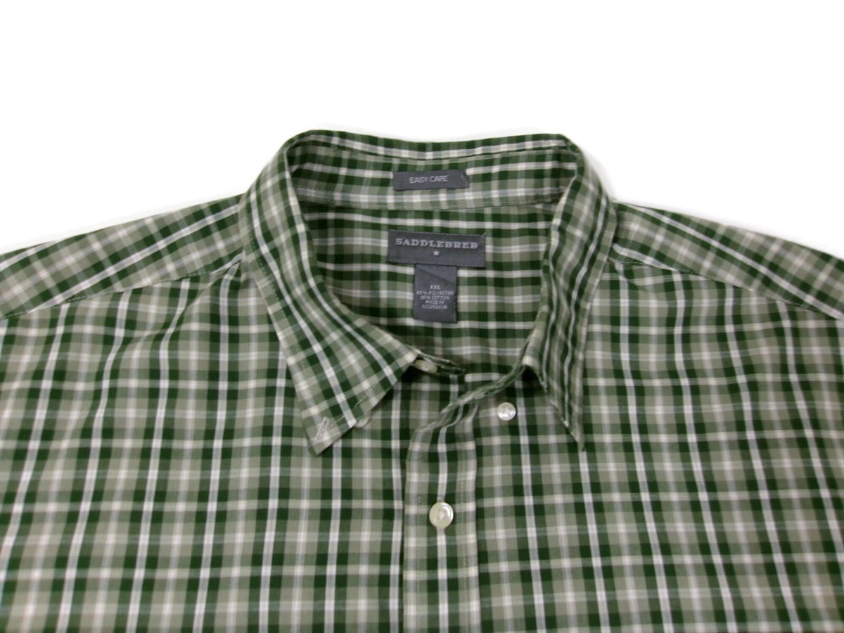 Saddlebred Mens Casual Shirt Size XXL  Green Plaid Button Down Easy Care