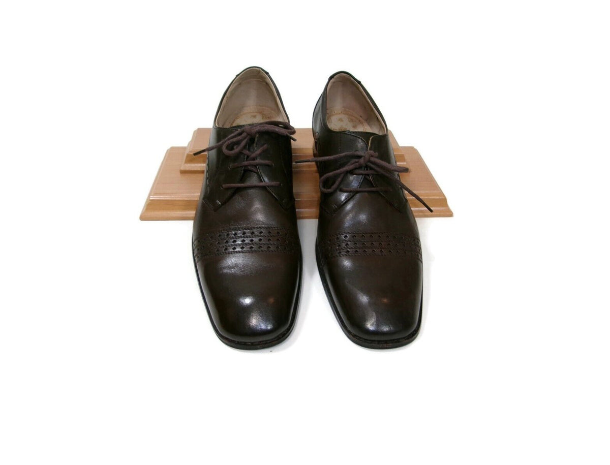Mens STACY ADAMS Brown Leather  Lace Up Oxfords Dress Shoes Size 9 M