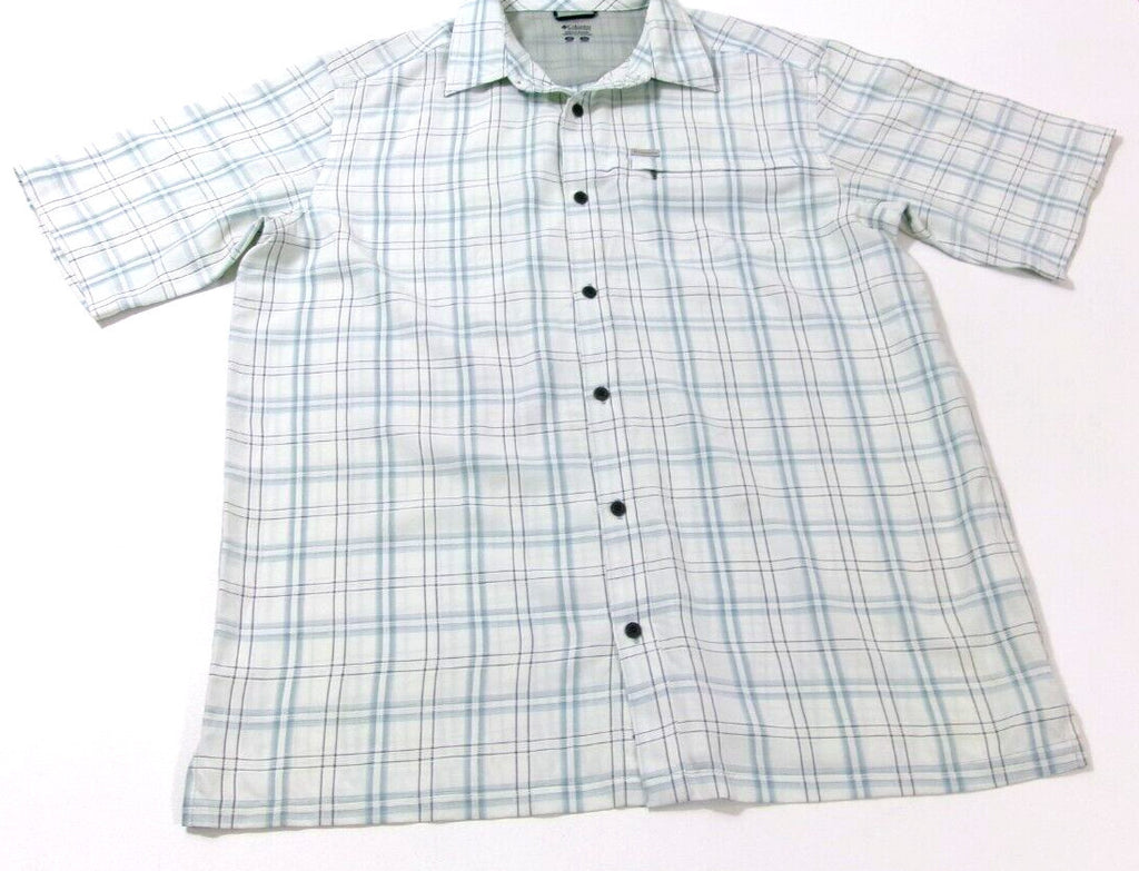 COLUMBIA Mens Sports Casual Shirt Size XL Short Sleeves Hidden Zip Front Pocket