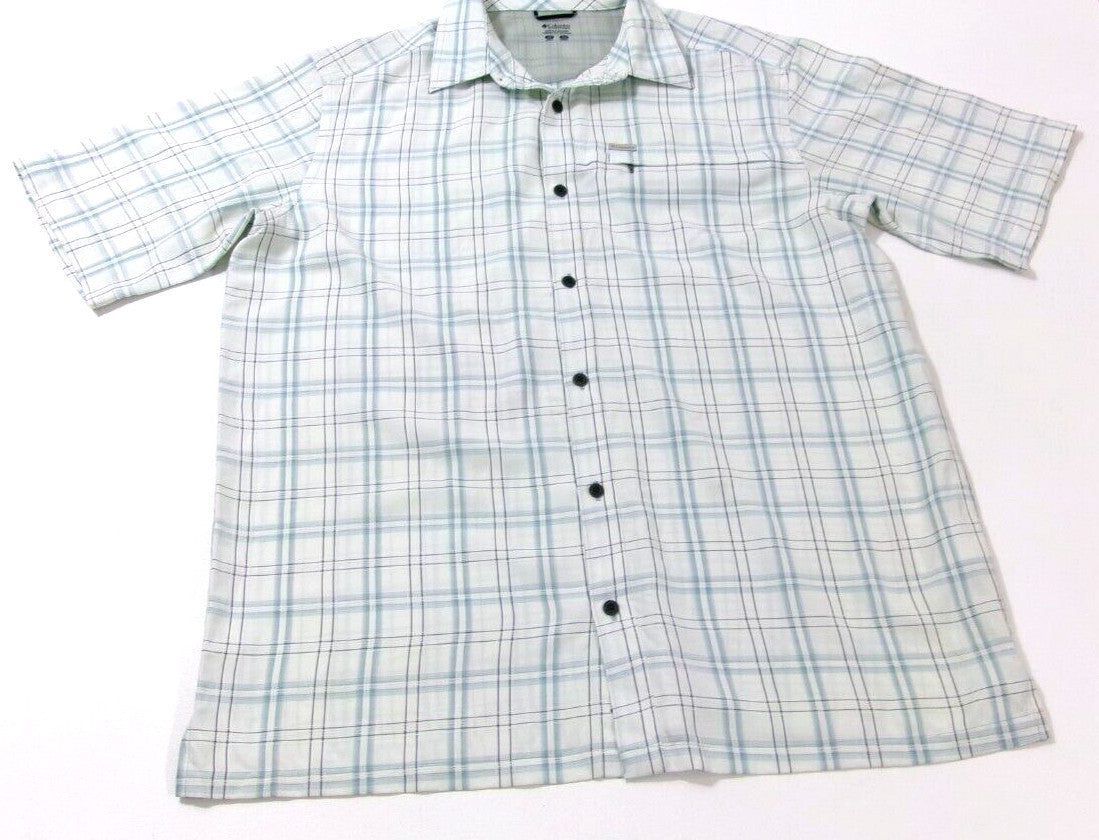 COLUMBIA Mens Sports Casual Shirt Size XL Short Sleeves Hidden Zip Front Pocket