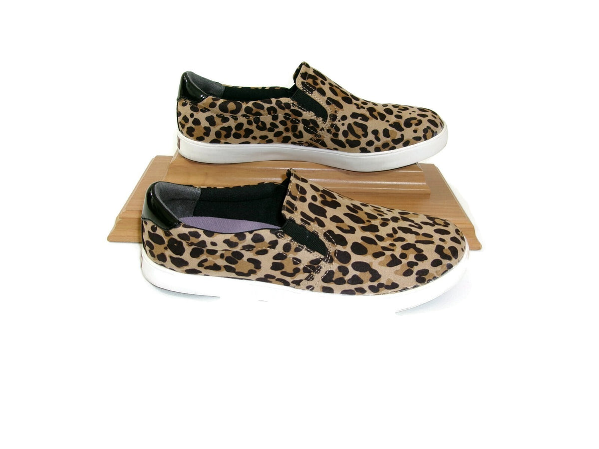 Womens Dr Scholls Be Free Cheetah Slip On Sneakers Shoes size 9.5 M Tan Brown