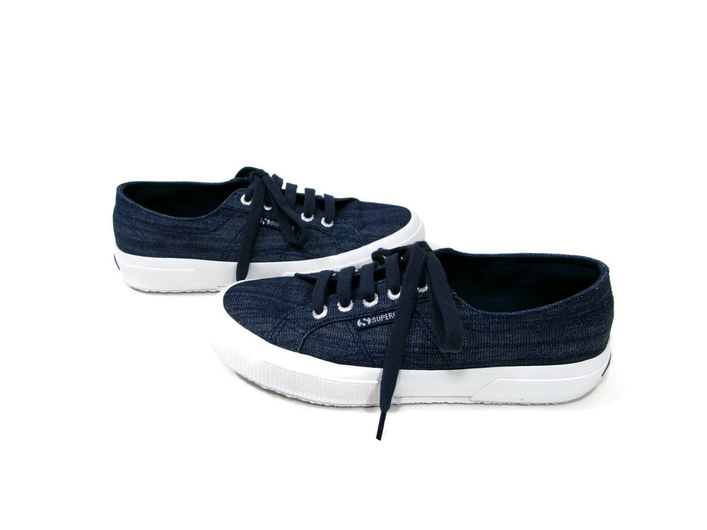 Superga Blue Sparkley Sporty Denim Cute Sneaker Women Shoes Size 6.5 US 37 Euro