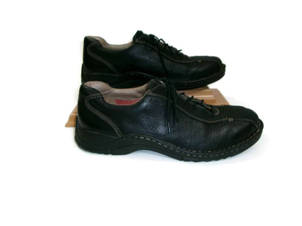 Clarks Mens Black Leather Comfy Lace Up Oxfords Shoes Size 12 M Leather Insoles
