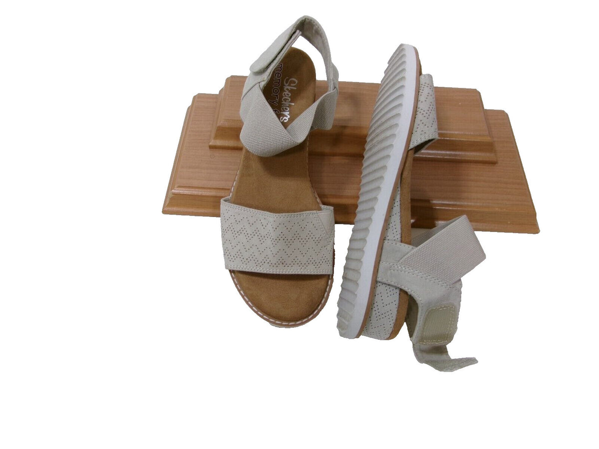 SKECHERS Memory Foam Womens Taupe Neutral sandals shoes size 6.5 M