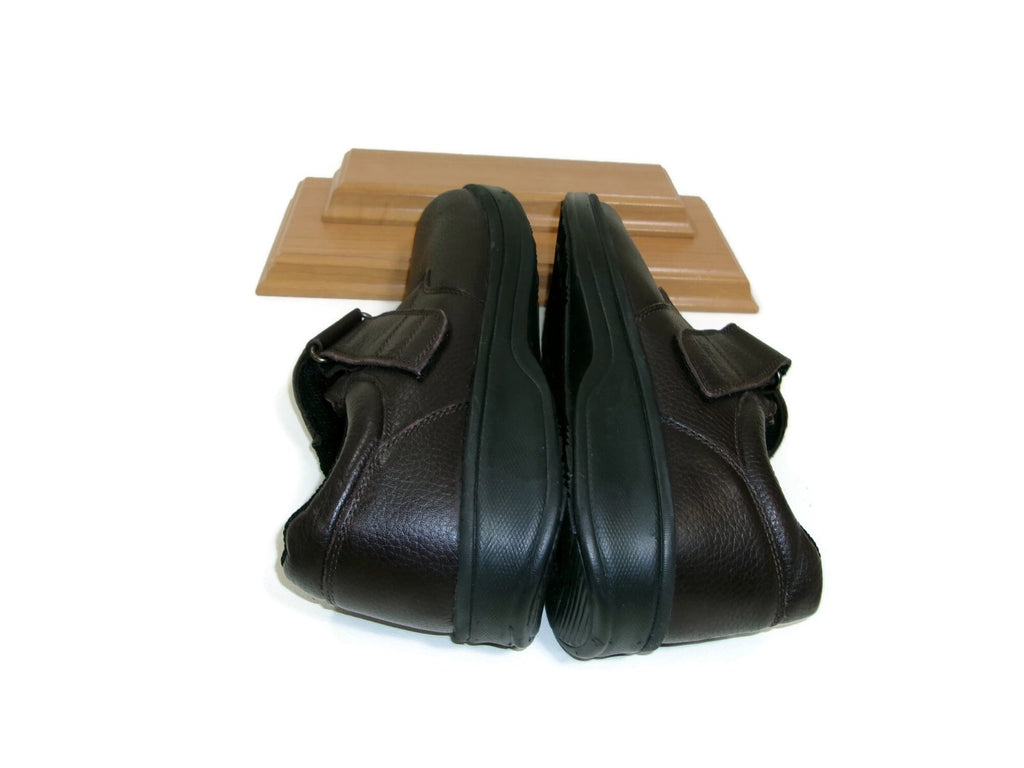 Orthofeet Mens Brown Textured Leather Orthopedic Shoes Size 10 D Slip Ons