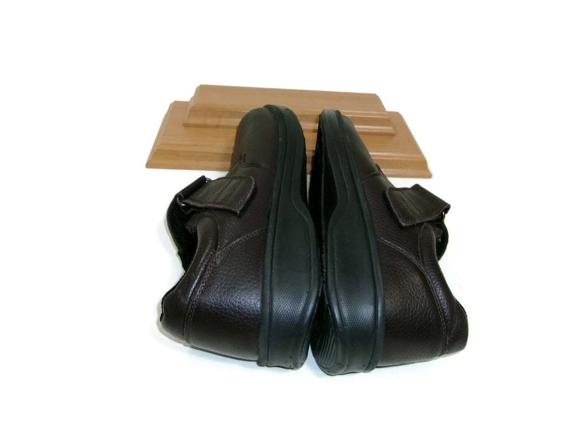 Orthofeet Mens Brown Textured Leather Orthopedic Shoes Size 10 D Slip Ons