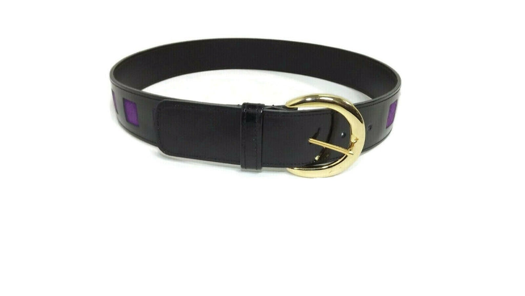 JAEGER Couture Belt Purple Suede & Black Patent Leather Size 30" MD in ENGLAND