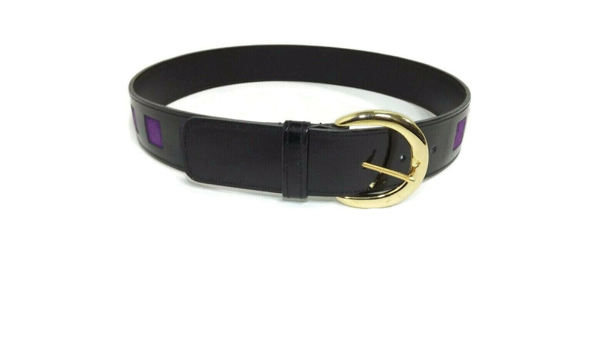 JAEGER Couture Belt Purple Suede & Black Patent Leather Size 30" MD in ENGLAND