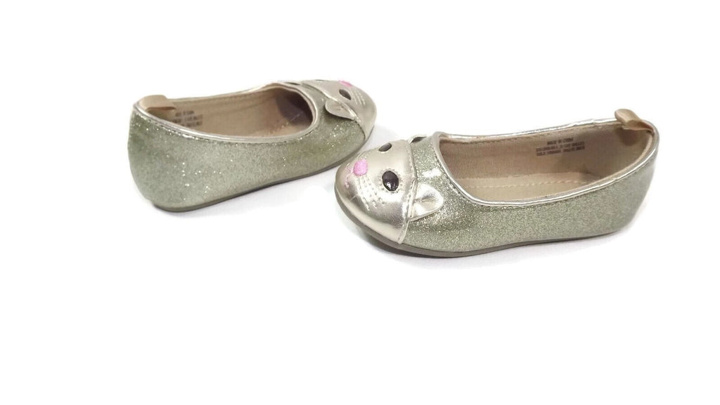 GAP Toddler Girls GOLD Kitty Cat Face Front Patent Ballet Flats Shoes Size 5