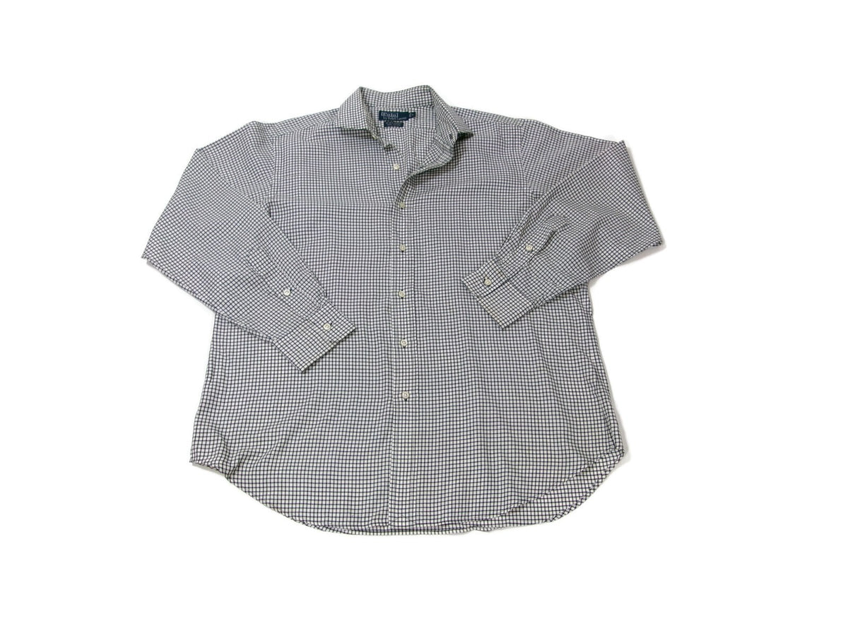 Mens Polo Ralph Lauren Shirt Size L Large Black Cream  Gingham Estate Sport