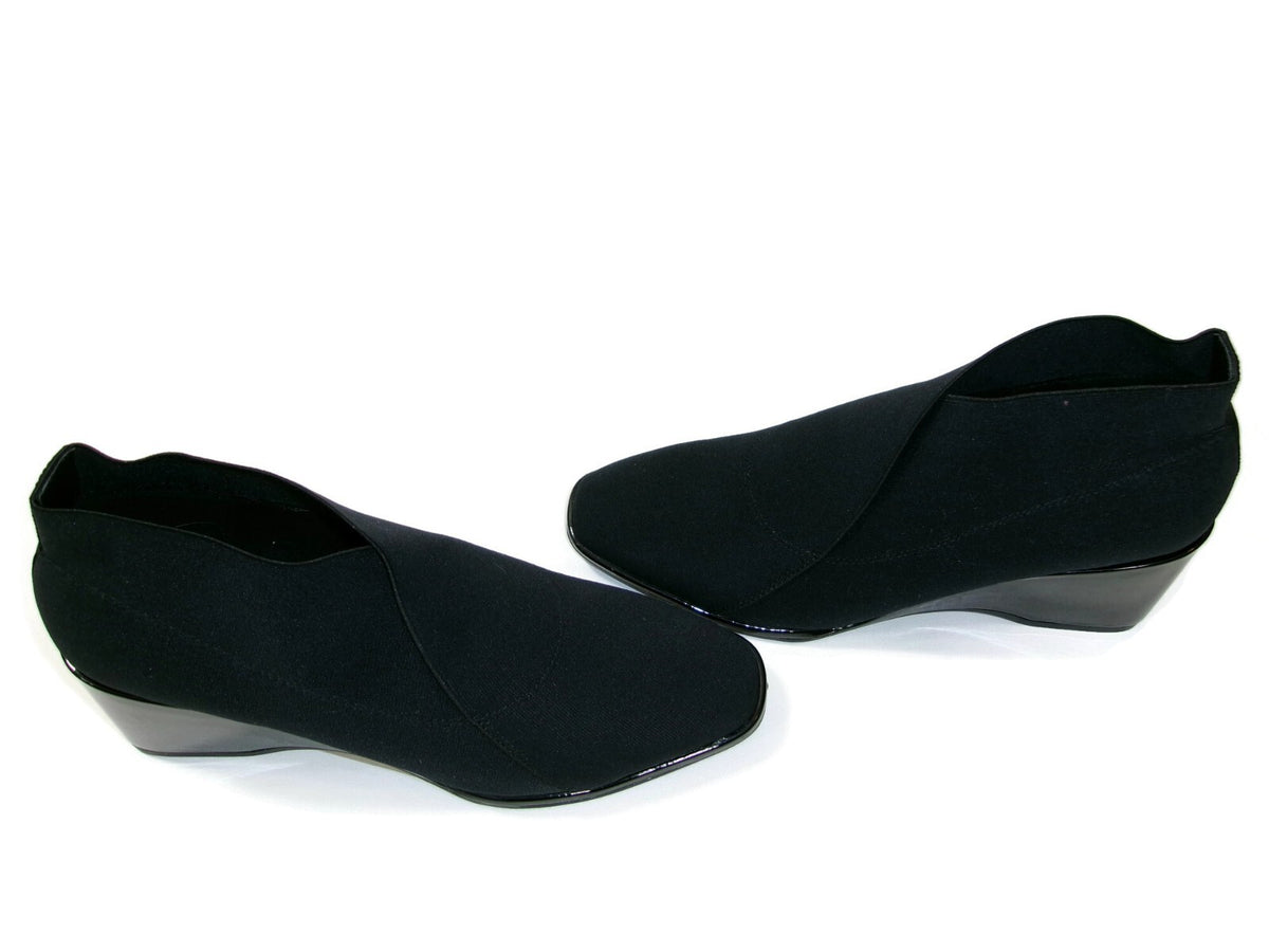 Aerosoles Women's Black Anini Stretch Wedge Booties Size 8 M Pull On Ankle
