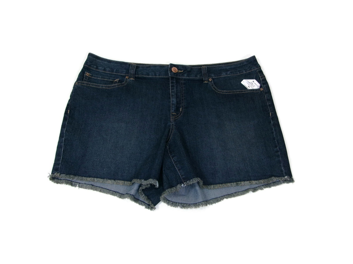 Jessica Simpson Forever Low Rise Distress Fringed Jean shorts Size 18 W 18W New