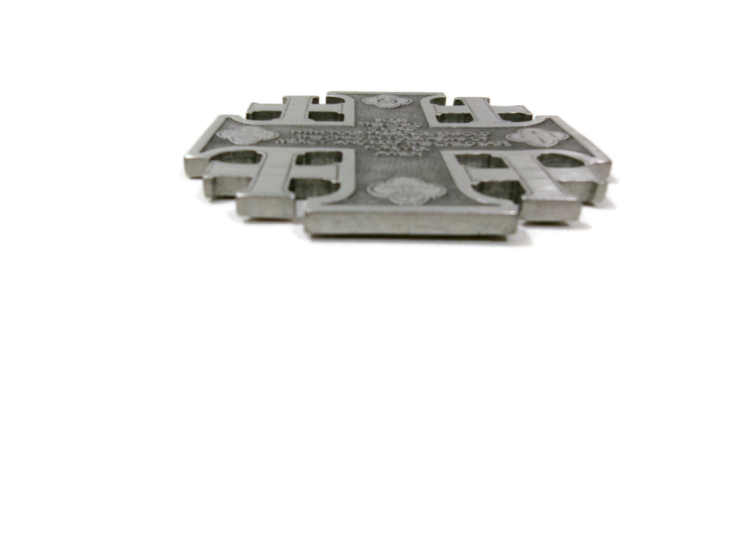 Vintage  Pewter Wall Crucifix JERUSALEM Cross Washington National Cathedral