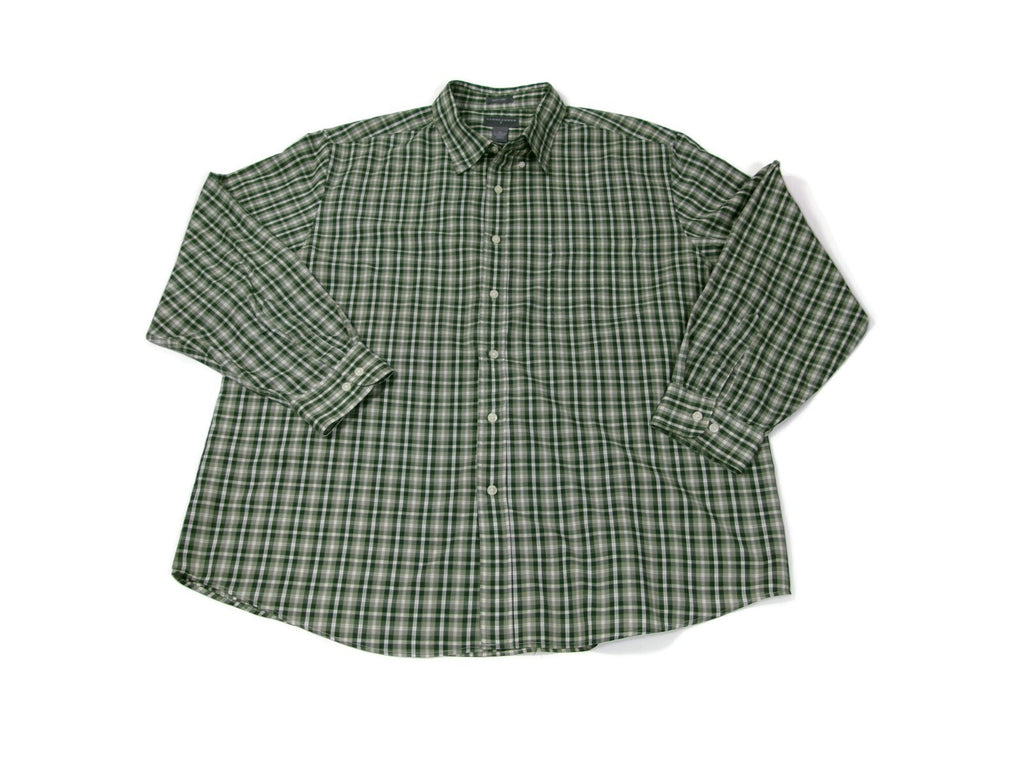 Saddlebred Mens Casual Shirt Size XXL  Green Plaid Button Down Easy Care