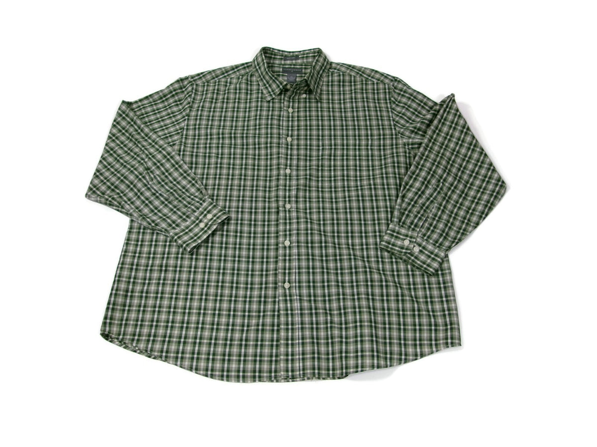 Saddlebred Mens Casual Shirt Size XXL  Green Plaid Button Down Easy Care
