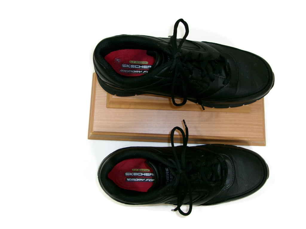 Skechers Mens Work Related Fit Wyola Slip Resistant Black Leather Shoes Size 11