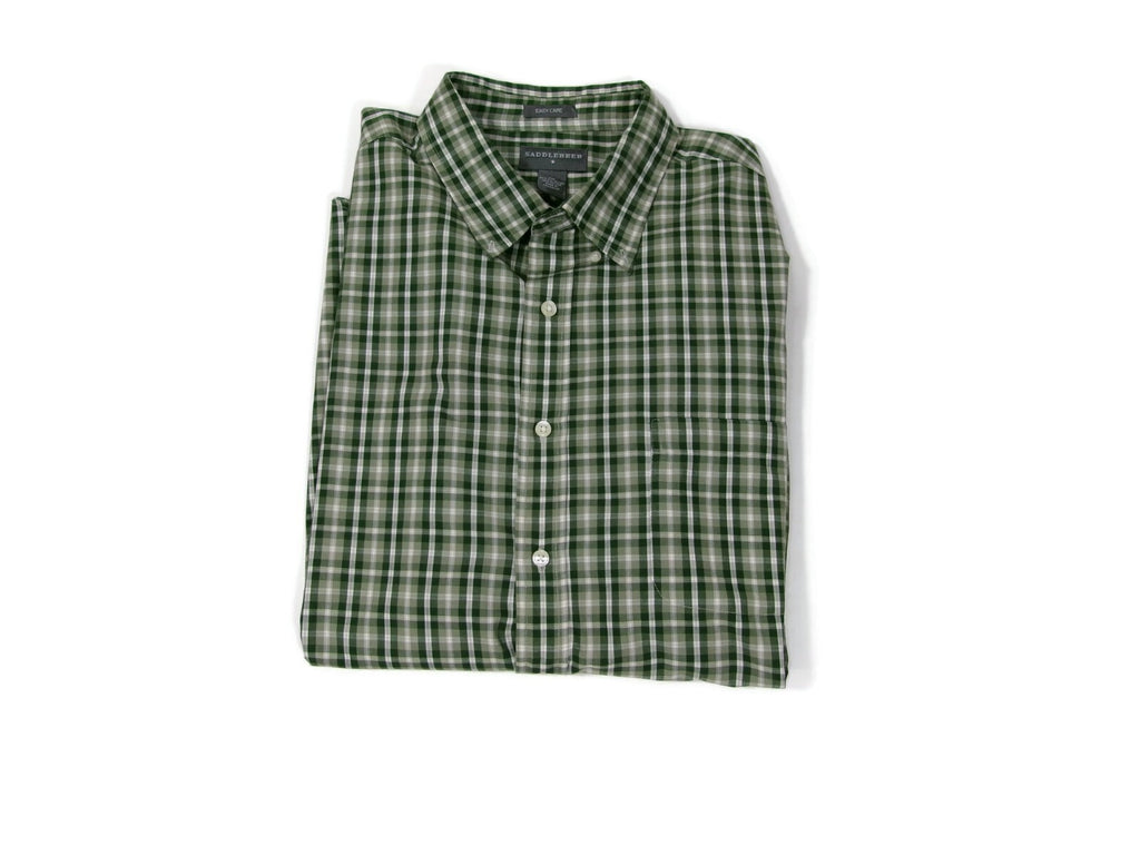Saddlebred Mens Casual Shirt Size XXL  Green Plaid Button Down Easy Care
