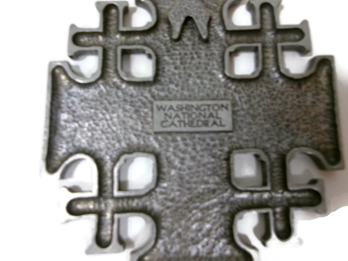 Vintage  Pewter Wall Crucifix JERUSALEM Cross Washington National Cathedral