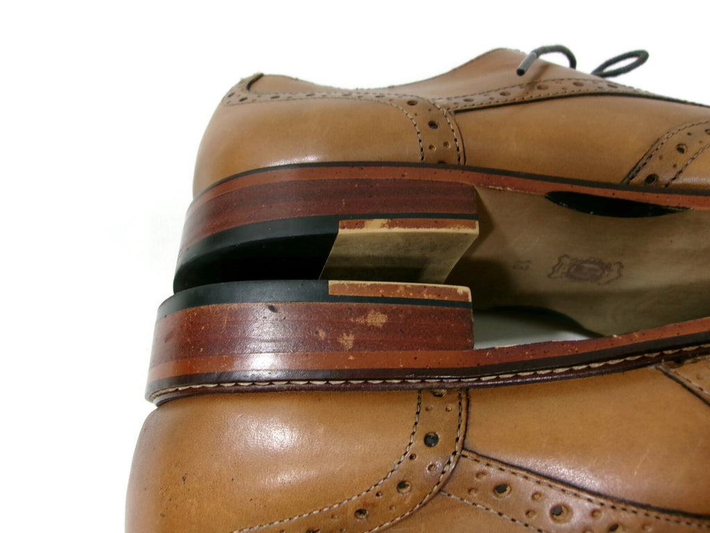 Joseph Abboud Mens Shoes Size 13 Genuine Italian Tan Leather Wing Tip Oxfords