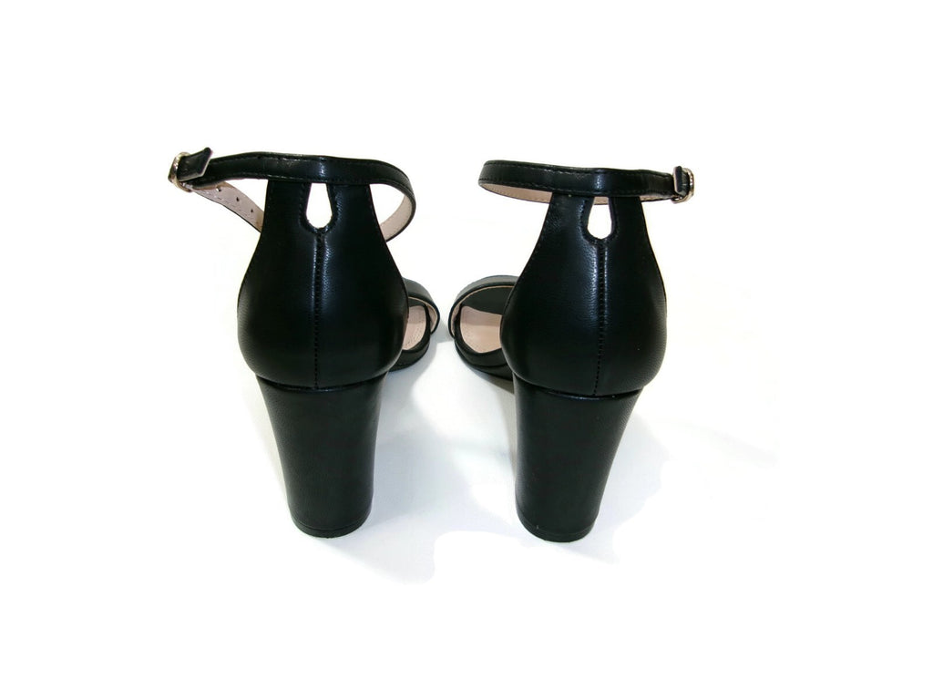 Kelly & Katie Womens Black Sandals Shoes Size 7.5 M Ankle Strap Slingbacks Heels
