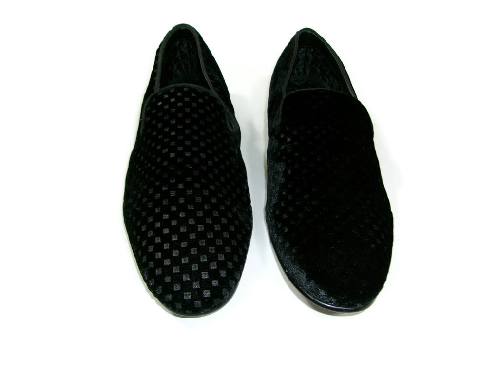Mens Steve Madden  Black Velvet Tuxedo Jacquard Dress Shoes Size 10 M Slip Ons