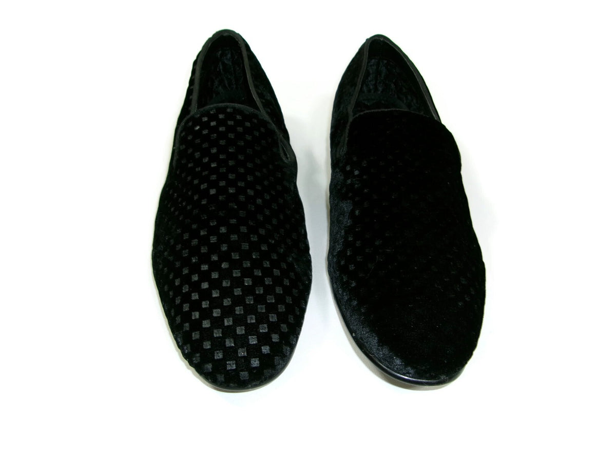 Mens Steve Madden  Black Velvet Tuxedo Jacquard Dress Shoes Size 10 M Slip Ons