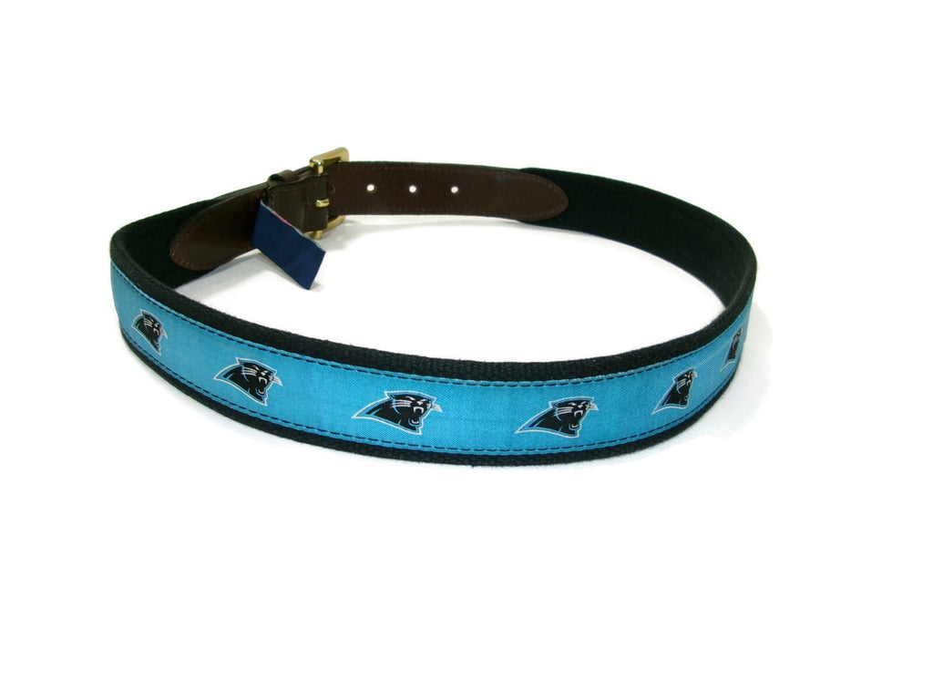 Vineyard Vines Mens Carolina Panthers Logo Team Belt Blue Size 30 Canvas Leather