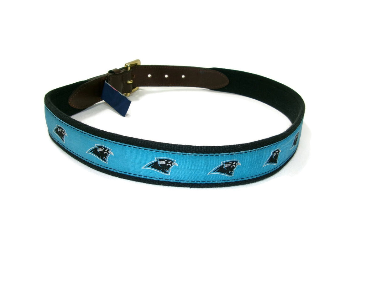 Vineyard Vines Mens Carolina Panthers Logo Team Belt Blue Size 30 Canvas Leather