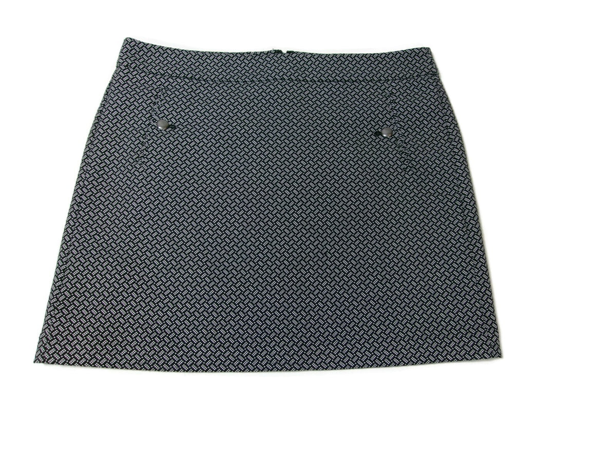 Womens ANN TAYLOR LOFT Jacquard Career Skirt Size 14 Black & White Lined