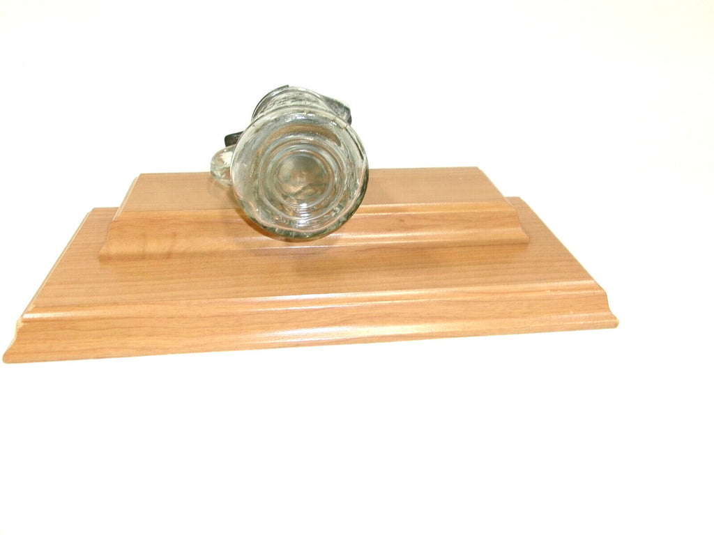 Heavy Glass Ribbed Textured Antique Molasses Syrup Dispenser w/ Metal LID