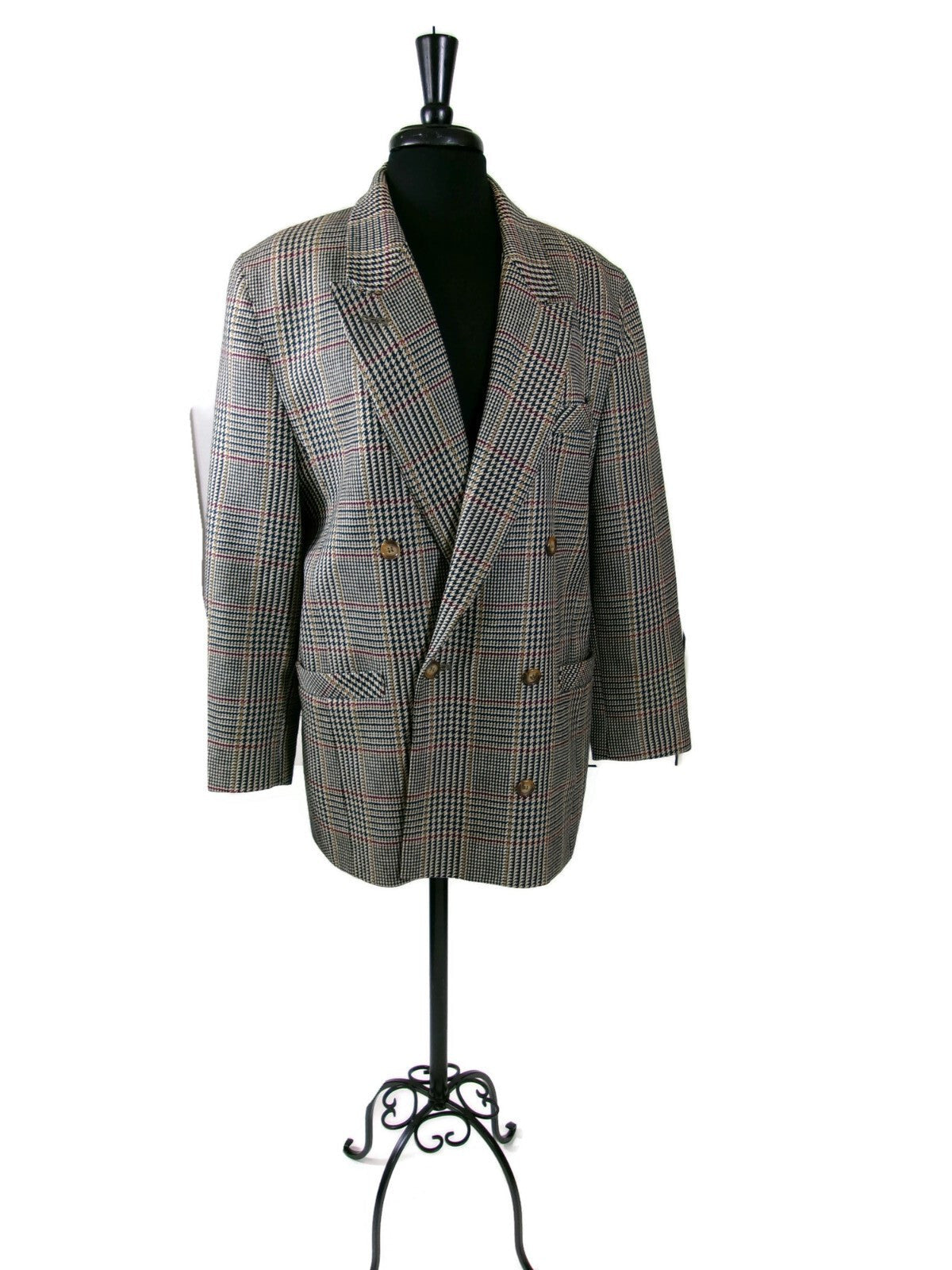 St Michael Houndstooth Plaid Womens Vintage Jacket Blazer Size 14 MD In Germany