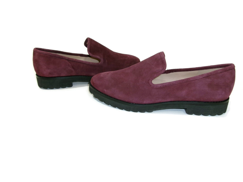 Karl Lagerfeld Paris Womens Plush  Burgundy Suede Loafers Flat Shoes Size 8 M