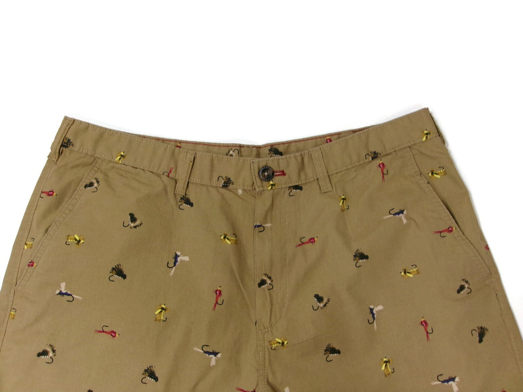 Mens Eddie Bauer Khaki Chino Shorts Tan Fly Fishing Tackle Outdoors Size 36 Nice