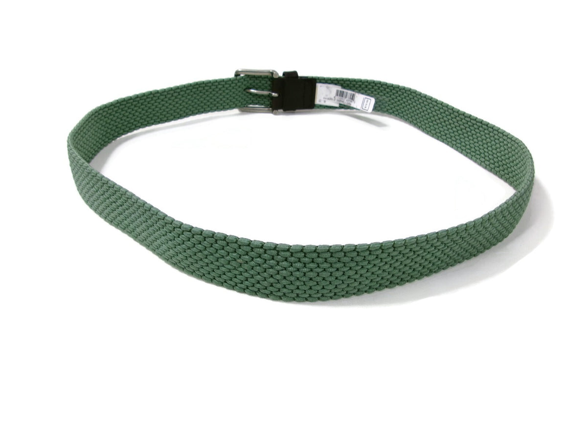 Fish Hippe Mens Sage Green Stretch Woven Belt  Leather Accents Size L Large $79