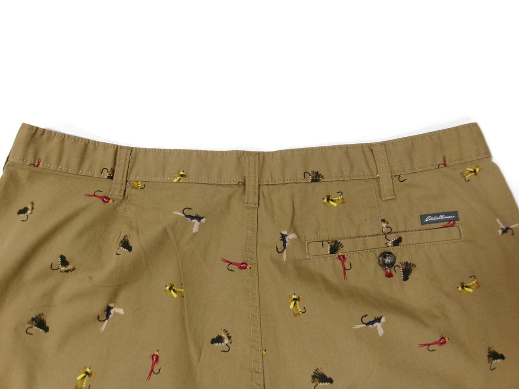 Mens Eddie Bauer Khaki Chino Shorts Tan Fly Fishing Tackle Outdoors Size 36 Nice