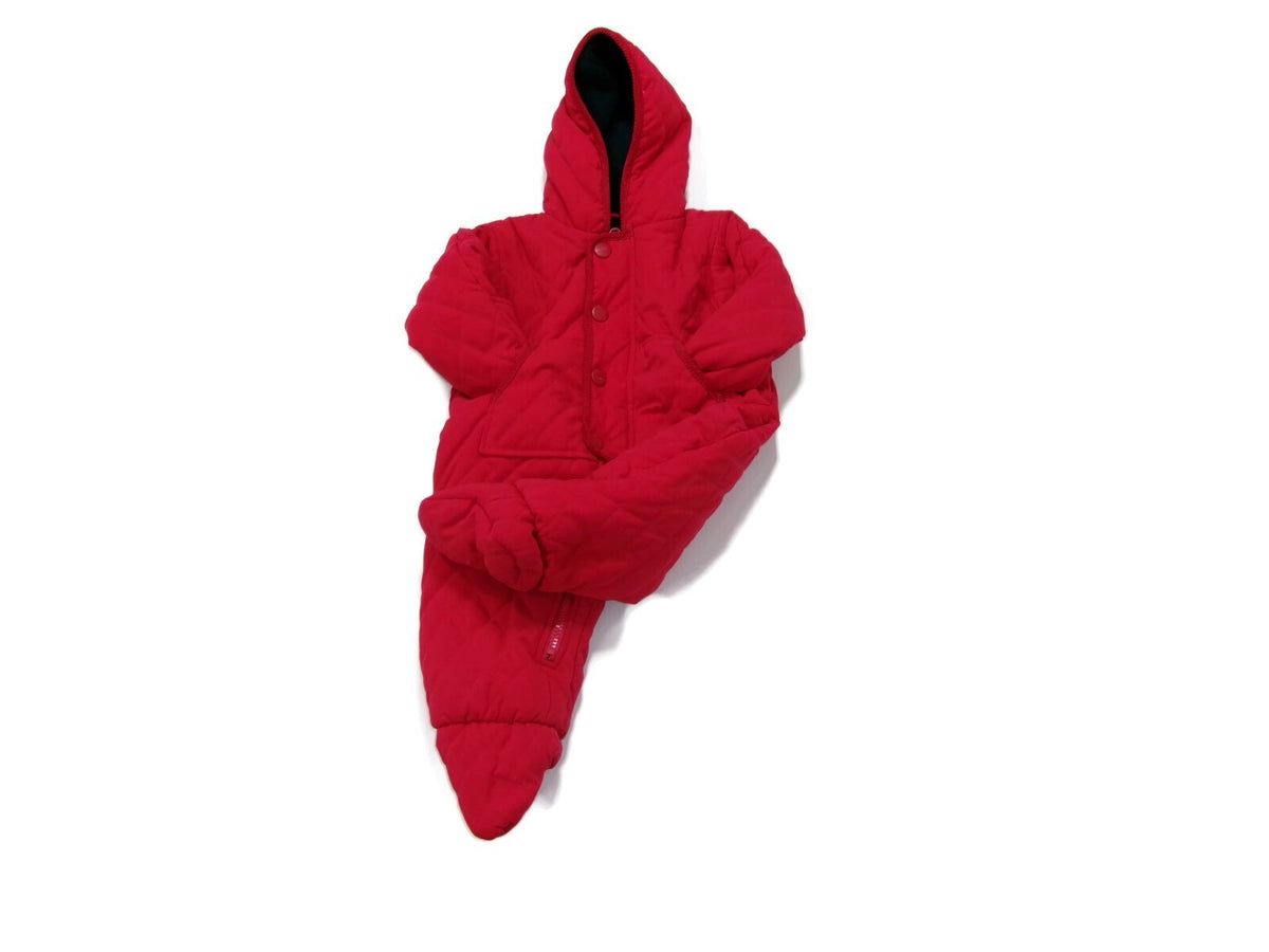London Fog Infant Girls Boys Red Hooded Bunting One Piece Snow Suit Size 3-6 Mos