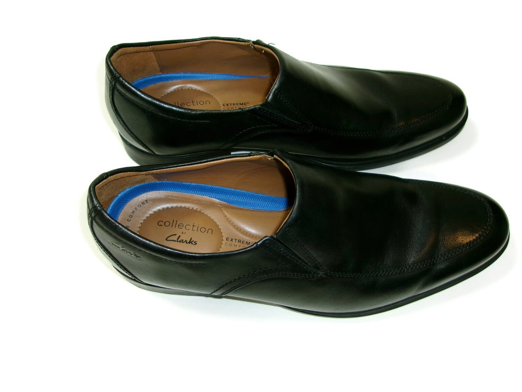 Mens COLLECTION by CLARKS Extreme Comfort Size 12 Black Leather Slip Ons Loafers