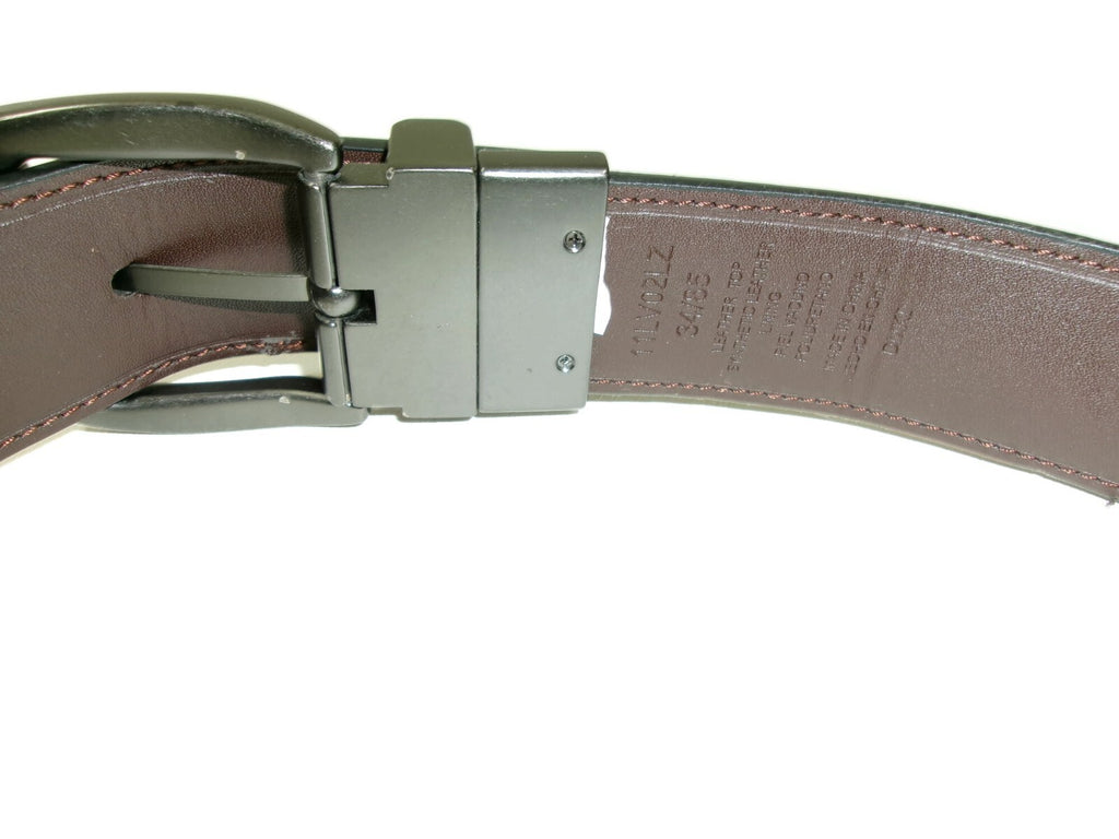 Levis Mens Black & Brown Leather Reversible Belt Size 34 Logo Embossed Buckle