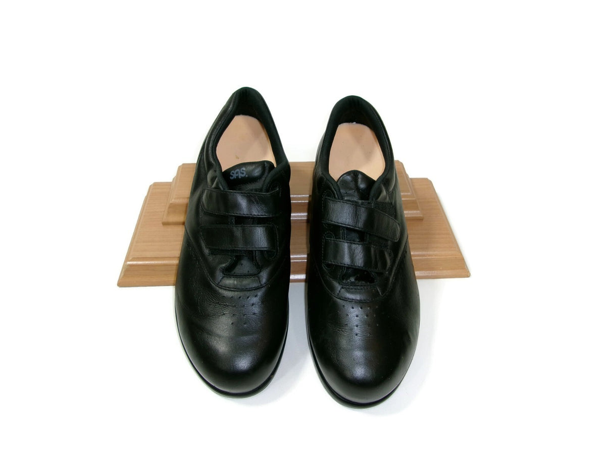 SAS  Me Too -EZ Strap Womens Walking Shoes Black Leather Size 9 WW