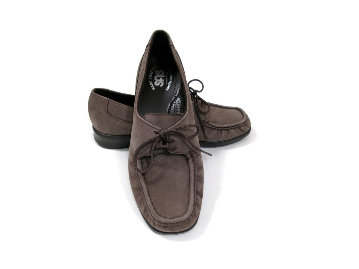 SAS Womens Hand Crafted Comfort Leather Moccasiins Taupe Brown Shoes Size 6.5 W