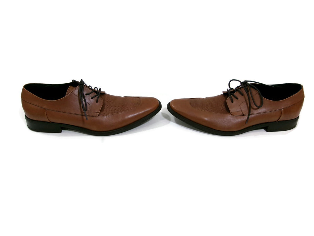 Calvin Klein Mens Rambert Tan Leather Lace Up Oxfords Shoes size 11.5 M
