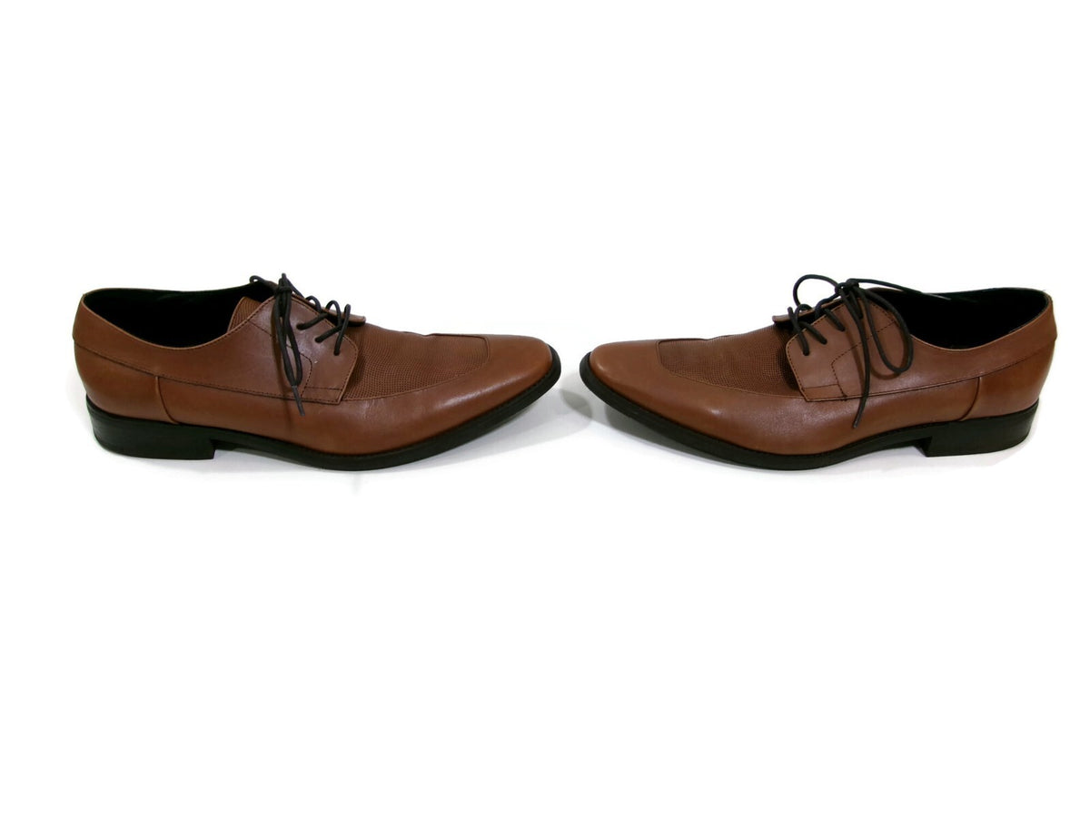 Calvin Klein Mens Rambert Tan Leather Lace Up Oxfords Shoes size 11.5 M