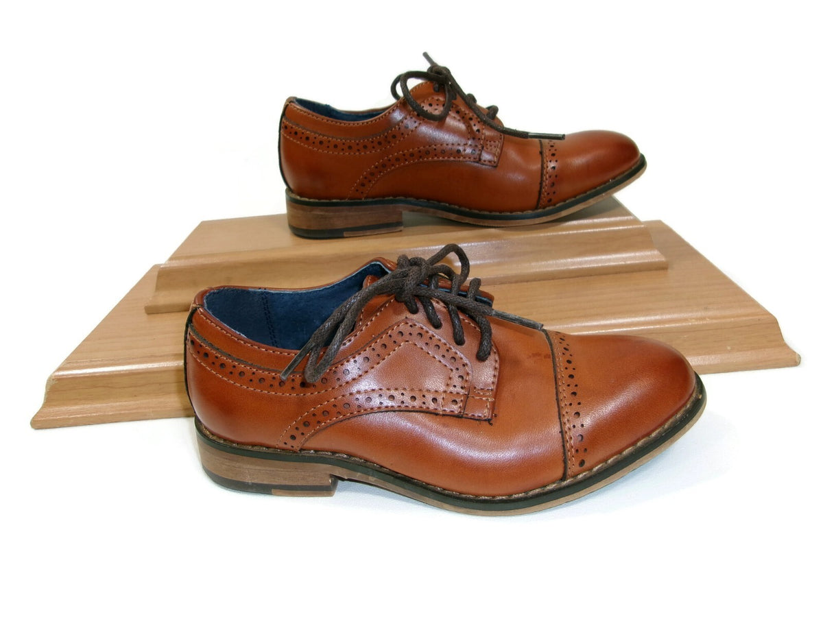 Bruno Marc New York Kids Boys Classic Tan Oxford Dress Shoes Size 11 M Lace Up
