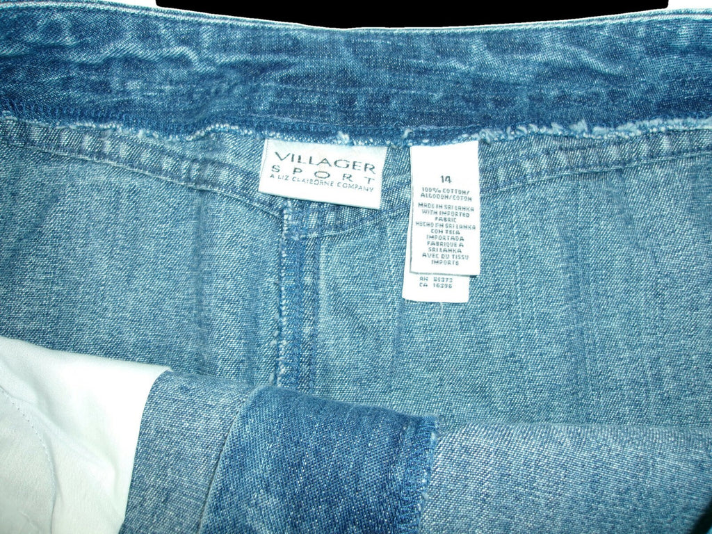 Womens Villager Sport by Liz Claiborne Modest Long  Denim Jean Skirt Size 14