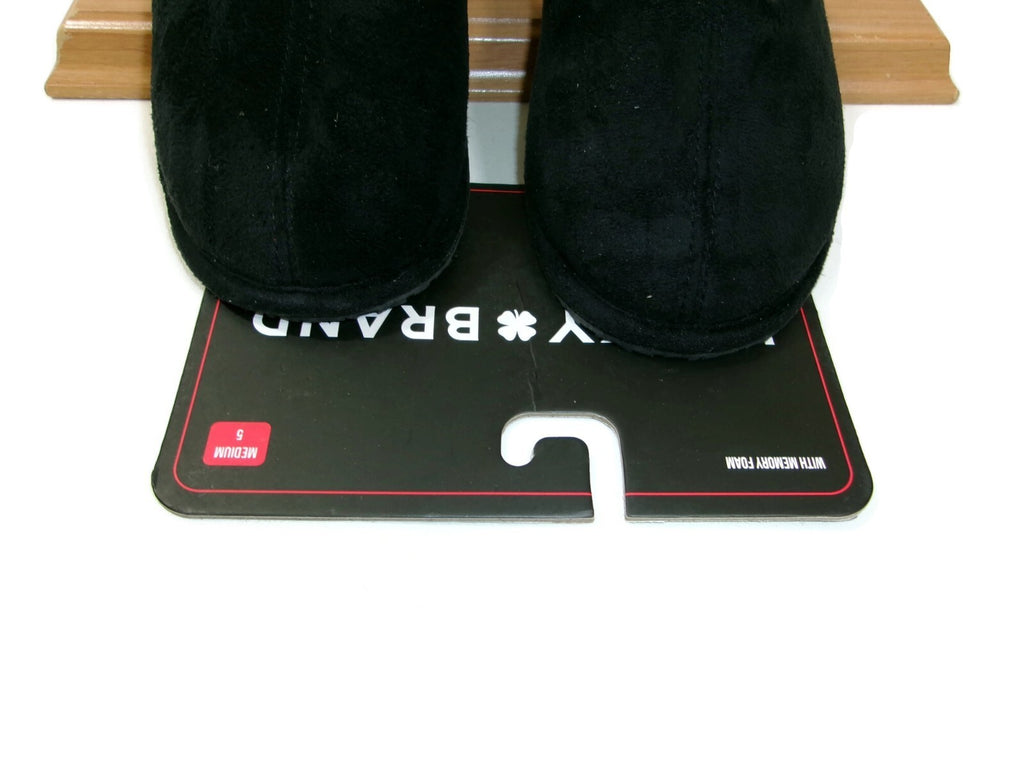 Lucky Brand Boys Mens Black Micro-Suede  Slippers Plush Comfort Lining Size 5 M
