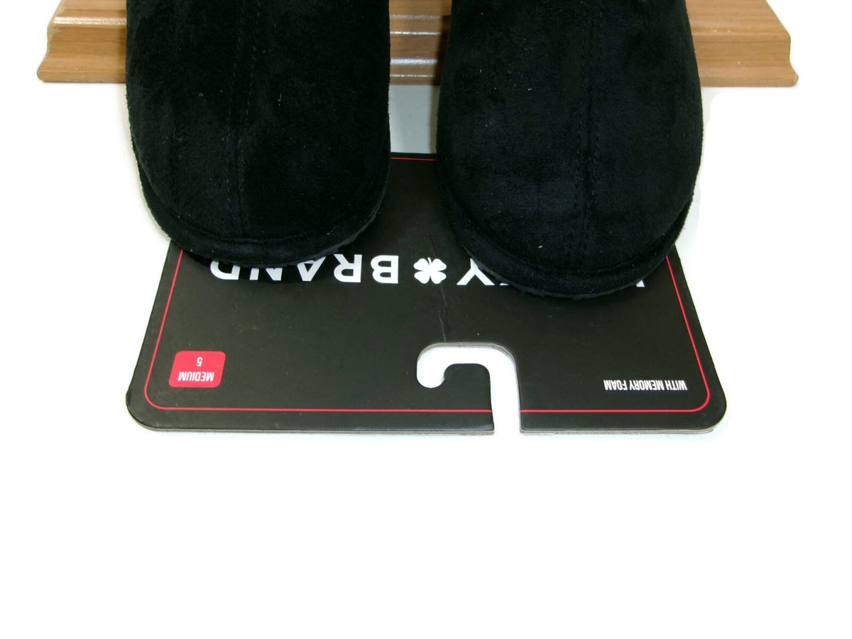 Lucky Brand Boys Mens Black Micro-Suede  Slippers Plush Comfort Lining Size 5 M