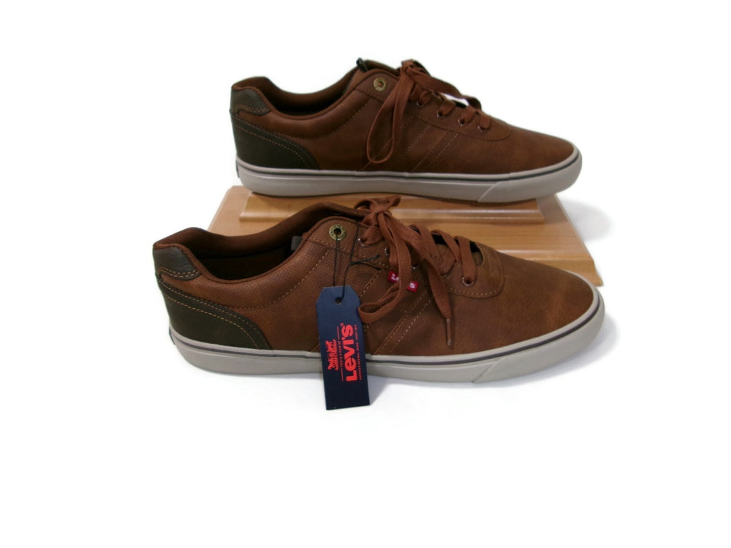 Levis Mens Miles Perforated Sneakers Shoes Size 12 Brown Tan Lace Up Comfort New